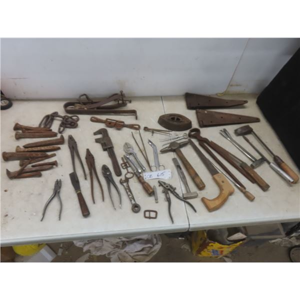 Vintage Rusty Gold Hangers, Solder Irons, Hand Tools +