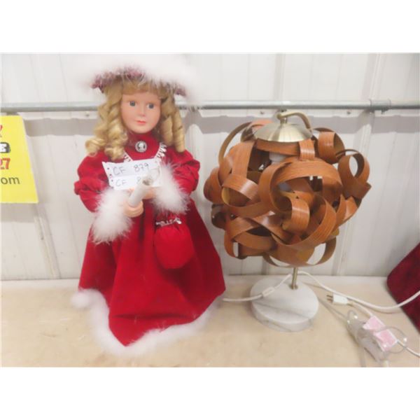 Granite base desk lamp and Groover ceiling fan Xmas doll decoration moving