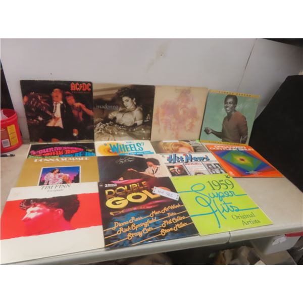 14 LP records including AC/DC, Madonna, Bread, etc.