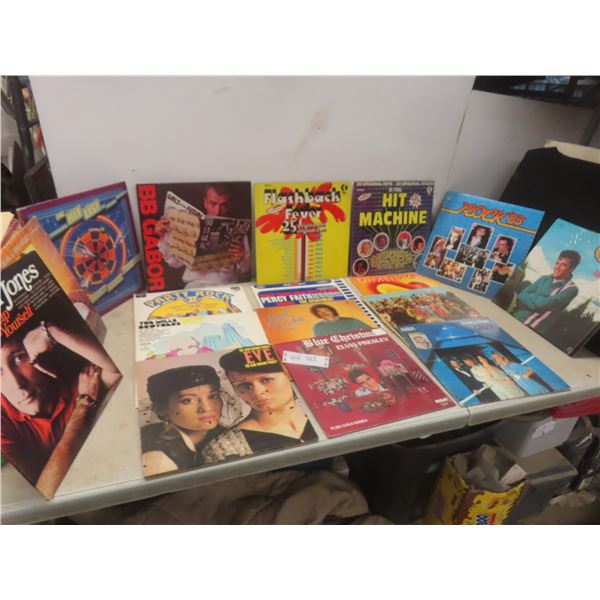 17 LP records including Beatles, ABBA, Elvis, etc.