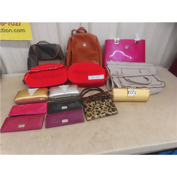 Lot of 13 women's purses, bags + wallets – some new