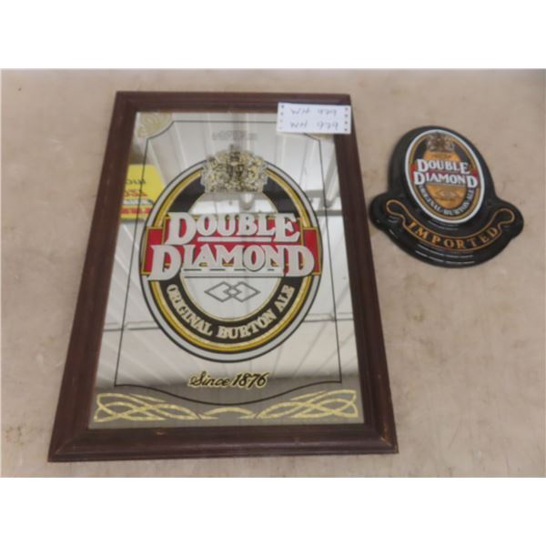 Double Diamond Ale 16 x 20 mirror sign + 10" porcelain sign