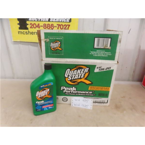 Case of 12 Quaker State 5N-20 oil containers