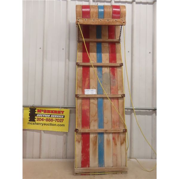 Vintage 5 ft handmade wooden toboggan