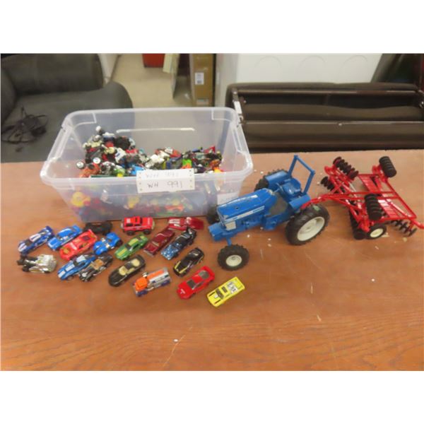 Over 100 Hot Wheel etc. cars + Ford 7710 tractor