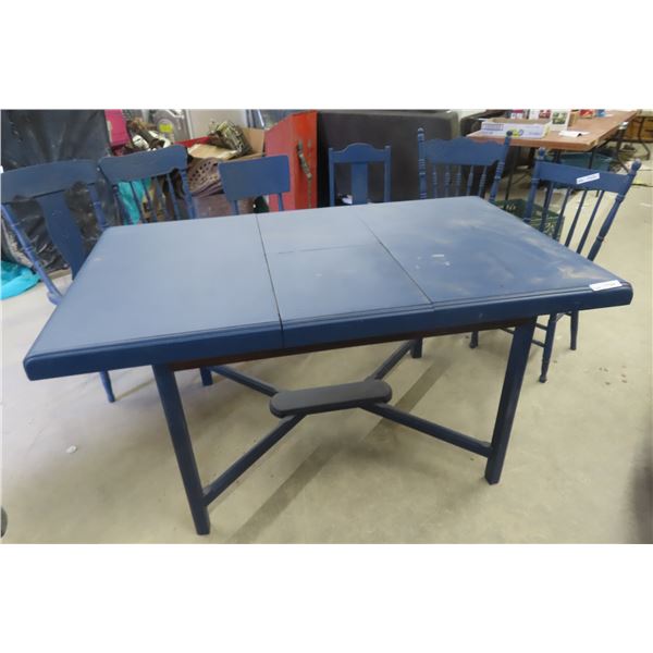 Wooden painted folding table and 6 chairs