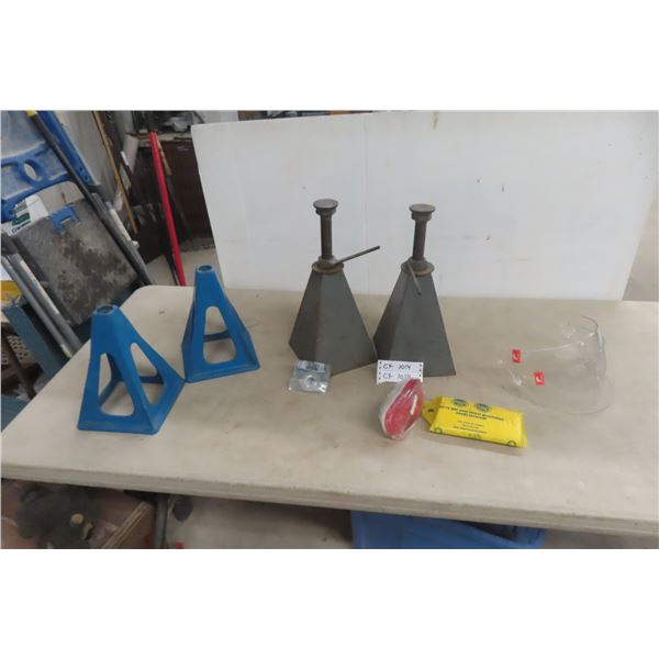 Jack Stands, Face Shields and Storage Tub