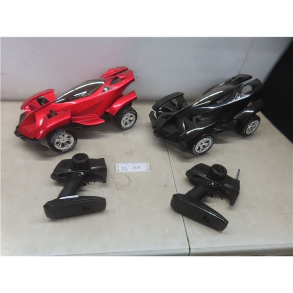 2 Remote Control Cars with Remotes, 19" x 11" x 7.5" Both Work, Need Batteries