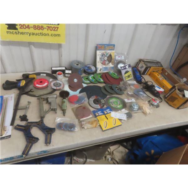 Dewalt/Bostitch Nails, Cutting Wheels, Bisquik Grinding Wheels, Saw Blade, 12" Clamp, Sanding...