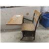 Image 8 : Antique Wood And Steel School Desk