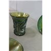 Image 8 : (4) Carnival Glassware: Candy Dish, Glass, Large Perfume Bottle 