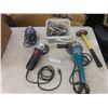 Image 1 : Brass Fittings and 3 Power Tools Including Disc Grinder, Angle Grinder, Sander, and Small Sledge Ha