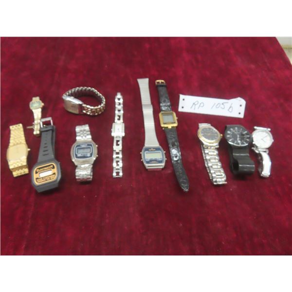 Collection of 11 Watches Including Lcd, Seiko, Gucci, and More