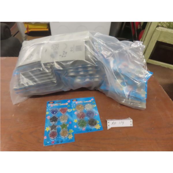 100 New Packages of Glass Beads for Crafting With Medallions