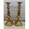 Image 2 : Assorted 1920s Coal Oil Lamp Parts, Brass Candle Sticks (12" Tall), and Silver-plated Serving Utens