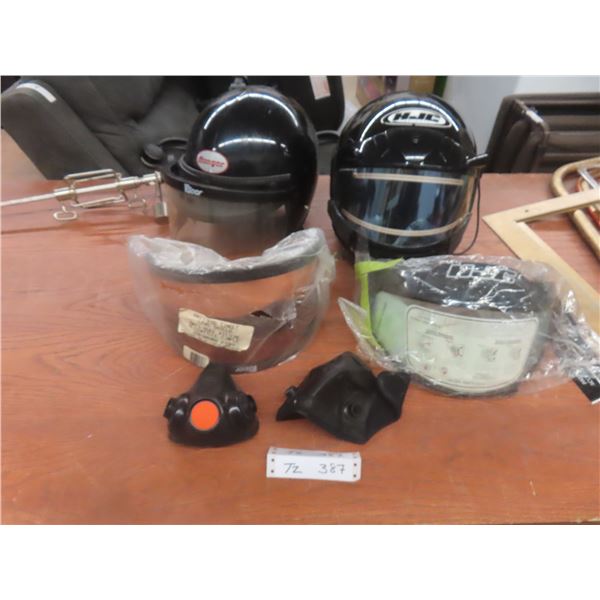 2 Helmets W/ Face Shields Sz Xl & Unknown + 2 Anti-fog Lens Shield +