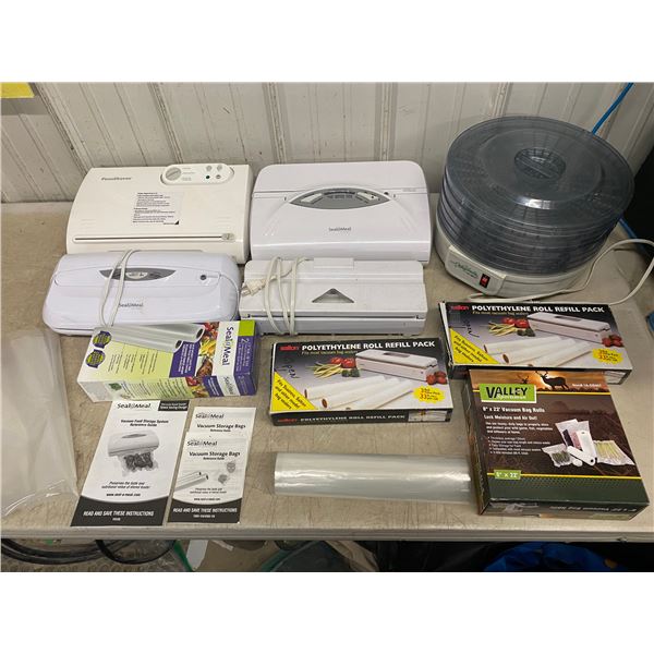 4 Vacuum Food Storage Systems W/ Extra Bags + Food Dehydrator