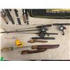 Image 2 : 8 Fishing Rods, 5 Reels, Tackle Box, Rod Carriers +