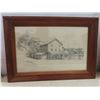 Image 2 : 2 Wood Framed Sketch Style Pictures 15" X 22"