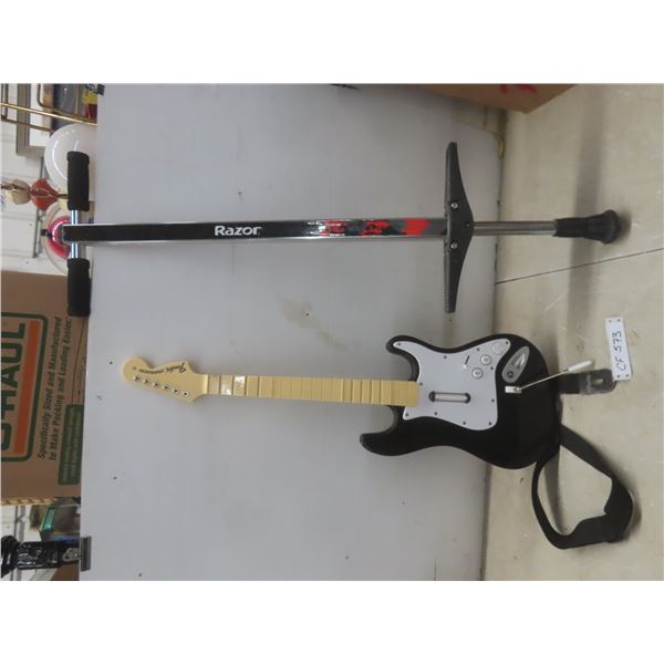 Playstation Guitar + Razor Pogo Stick