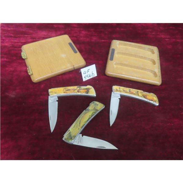 3 Folding Knives, Blade Length 2 1/4", Overall 6"