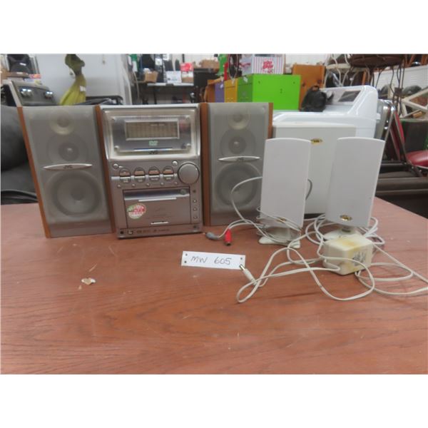 Jvc Cd Player W/ 2 Matching Speakers + 3 Additional Speakers