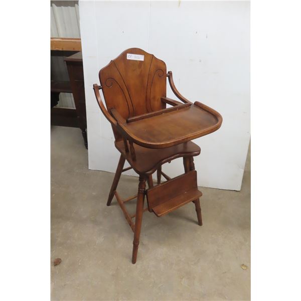 Antique Wood High Chair 
