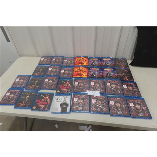 30 New Factory Sealed Blue-Ray Movies 