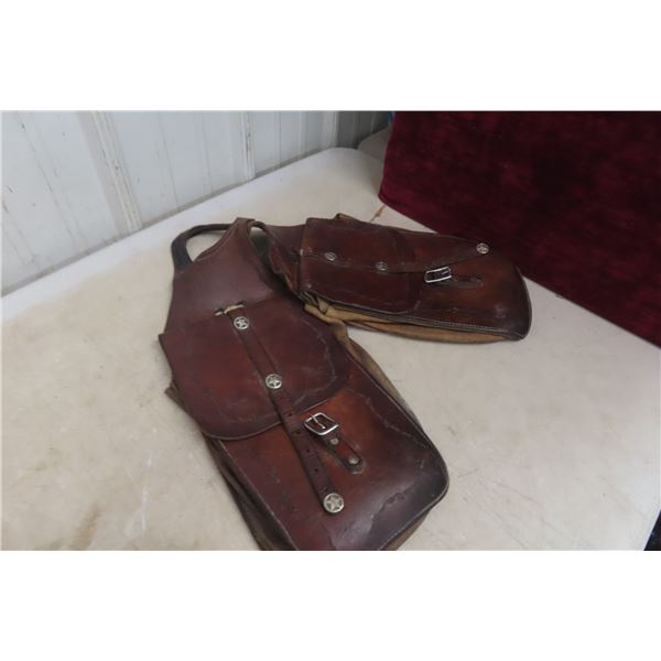 Leather Saddle Bags, Gun Sling, Ammo Belt, Brass Saddle Strap 