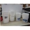 Image 1 : Lot of 12 Clean White Food-Safe Plastic Pails, 20 Litre and 11 Litre Capacities
