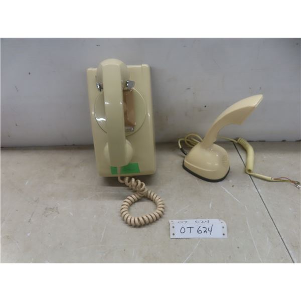 Wall Phone With Lock and Key Plus Novelty Phone With Bottom Dial
