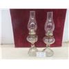 Image 1 : Two Oil Lamps With Chimneys 19" High