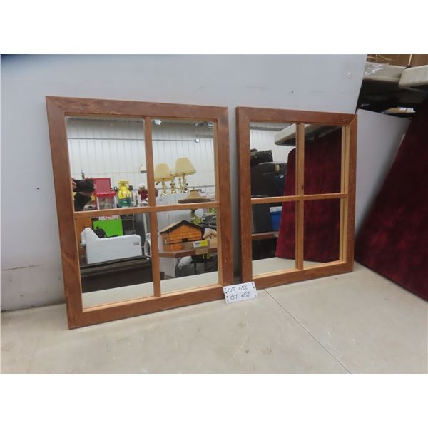 2 Wood-framed Window Pane Style Mirrors 22 1/2" X 18 1/2"