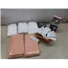 Image 1 : 42 Linen Napkins, Basket of Old Marbles and Crockers, and a 75w Flood Light