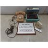 Image 1 : Archerkit Indoor/outdoor Electronic Thermometer, Rotary Phone, Dominion Hardware Alarm Clock +