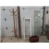 Image 1 : Colonial Coat/Hat Tree, Fluorescent Light Frame (2x4 Ft), Bamboo Poles, and Beveled Glass Window +