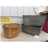 Image 1 : 2 Galvanized Beatty Tubs and Bushel Basket