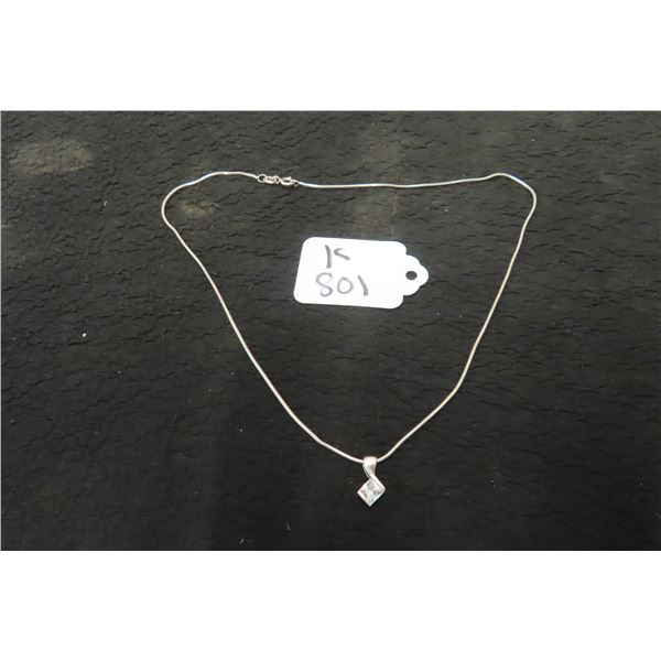 Sterling Silver Necklace with Pendant, 16" Length, 4.8 Grams