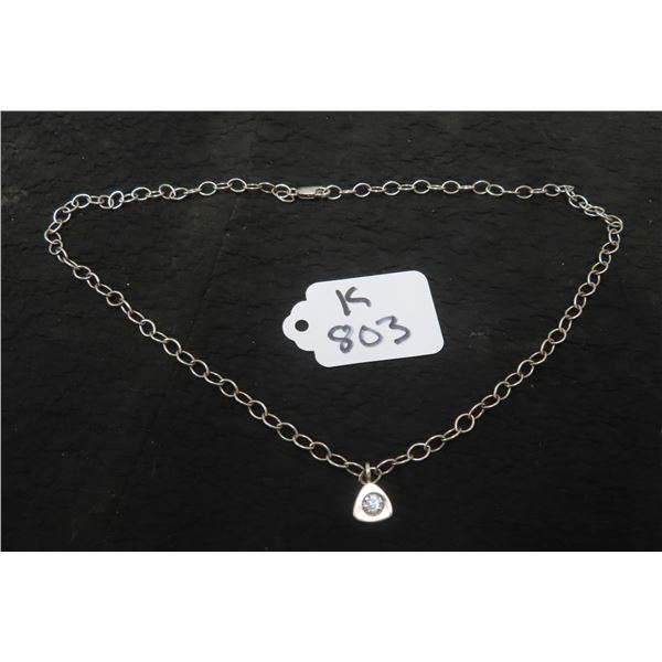 Sterling Silver Necklace with Pendant, 18" Length, 8.9 Grams