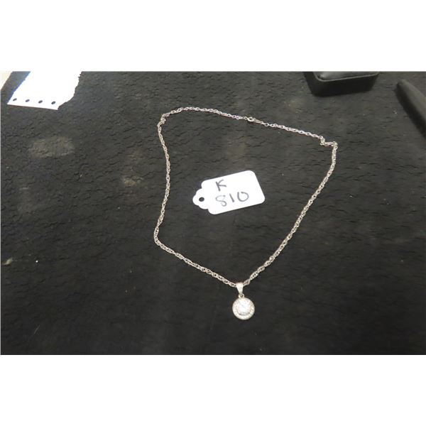 Sterling Silver Necklace with Pendant, 18" Length, 5.4 Grams