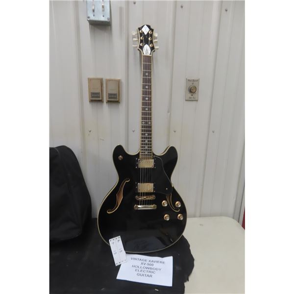 Vintage Xaviere XV-900 Hollow Body Electric Guitar with Soft Case 