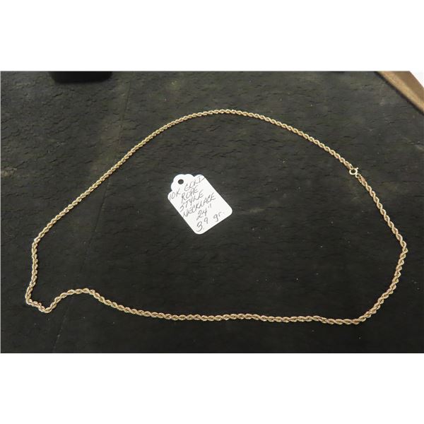 10kt Gold Rope Style Necklace 24'' , 3.9grams 