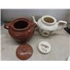 Image 8 : Leather Like Pitcher, Bean Pot, Candle Chamber Pot, Glass Fruit, Teapot, and More.
