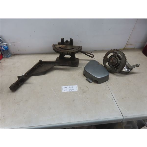 Vintage H.b. Rouse Printer's Lead Type Cutter Mitre and Sprocket Assembly for Dirt Bike.