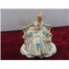Image 10 : Three Dresden Lace Porcelain Figurines, Tallest 7 1/2" With Two Stands, Some Skirt Damage.