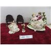 Image 1 : Three Dresden Lace Porcelain Figurines, Tallest 7 1/2" With Two Stands, Some Skirt Damage.