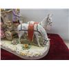 Image 2 : Large Dresden Lace Porcelain Stagecoach Figurine Approx. 11" X 16" X 9", Cracked Base and Dress…