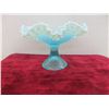 Image 2 : Pair of Fenton Blue Opalescent Hobnail Glass Pieces: Pedestal Bowl and Candy Dish.