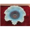 Image 8 : Pair of Fenton Blue Opalescent Hobnail Glass Pieces: Pedestal Bowl and Candy Dish.
