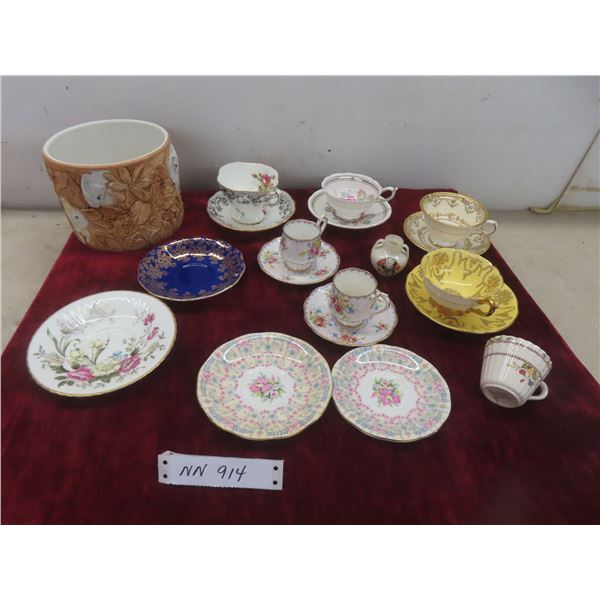 Lot of Six Teacups With Saucers Including Paragon, Coalport, Royal Albert, and Others, Plus Hand…